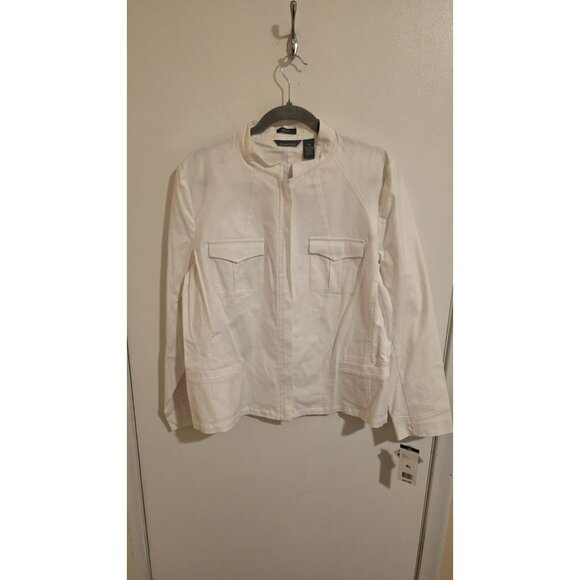 Hillard & Hanson Jacket Womens XL White Cotton Lycra NWT MSRP $42 Preppy - Picture 1 of 10